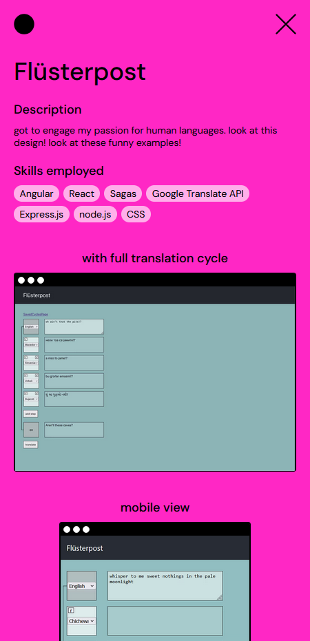Project page (mobile)