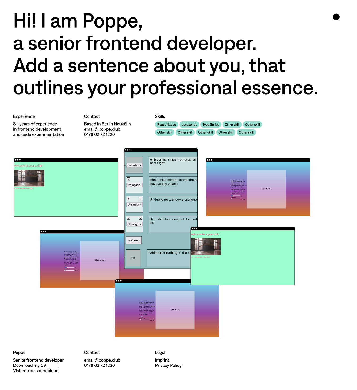 design: Home page